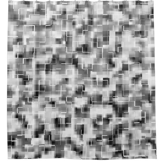 Schwarz-weißes Abstraktes Kariert Duschvorhang (Vorderseite)