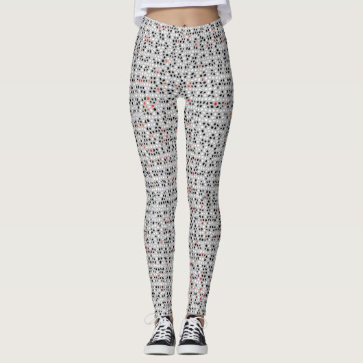 Schwarz-weißes Abstraktes Muster Chic Leggings (Vorderseite)