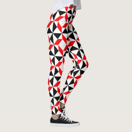 Schwarz-weißes abstraktes rotes geometrisches Must Leggings (Rechts)