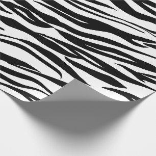 Schwarz-weißes Abstraktes Tiger Fur Haut Elegant Geschenkpapier