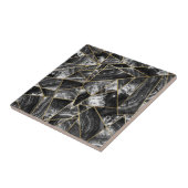 Schwarz-weißes Achat-Schwarz-Goldgeometrische Fliese (Seite)