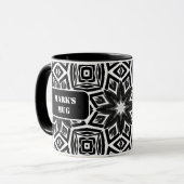 Schwarz-weißes Achteckmuster Tasse (Vorderseite Links)
