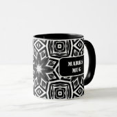 Schwarz-weißes Achteckmuster Tasse (VorderseiteRechts)