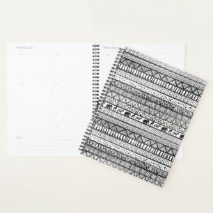 Schwarz-weißes afrikanisches Muster-Design Planer