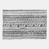 Schwarz-weißes afrikanisches Stammesmuster Geschirrtuch (Horizontal)