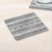 Schwarz-weißes afrikanisches Stammesmuster Rechteckiger Pappuntersetzer (angewinkelt)