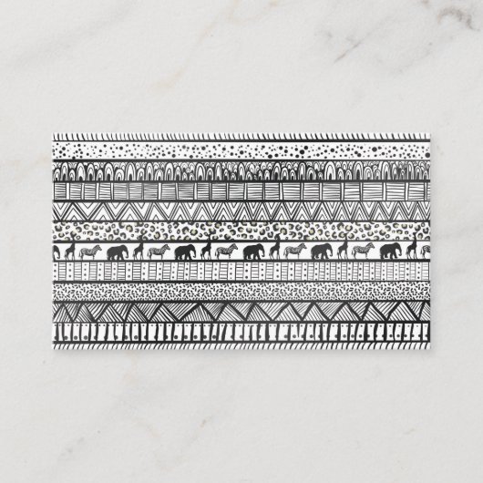 Schwarz-weißes afrikanisches Stammesmuster Visitenkarte (Vorderseite)