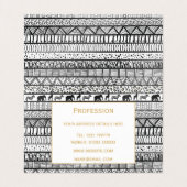 Schwarz-weißes afrikanisches Stammesmuster Visitenkarten (Innenseite Aufgefaltet)