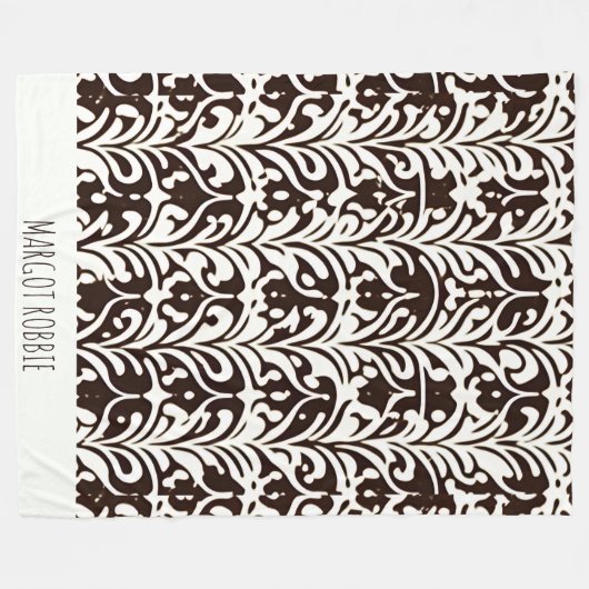 Schwarz-weißes afrikanisches Ziermuster Fleecedecke (Vorderseite (Horizontal))