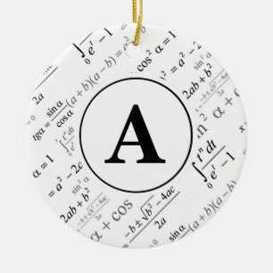 Schwarz-weißes Algebra-Mathematik Monogramm Keramikornament