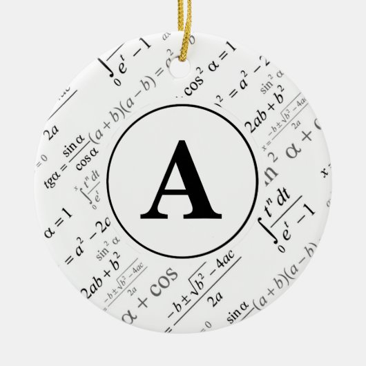 Schwarz-weißes Algebra-Mathematik Monogramm Keramikornament (Vorne)