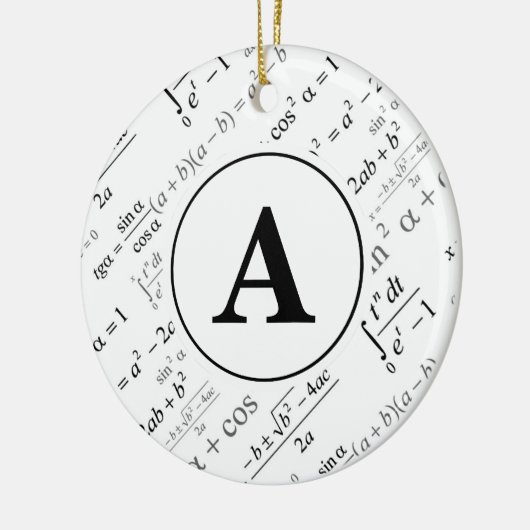 Schwarz-weißes Algebra-Mathematik Monogramm Keramikornament (Links)