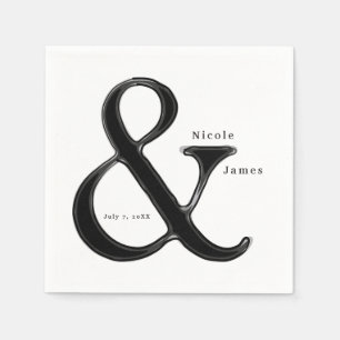 Schwarz-weißes Ampersand-Chic-Hochzeitsempfang Serviette