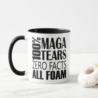 Schwarz-weißes Anti-MAGA-Tears Typografie Tasse