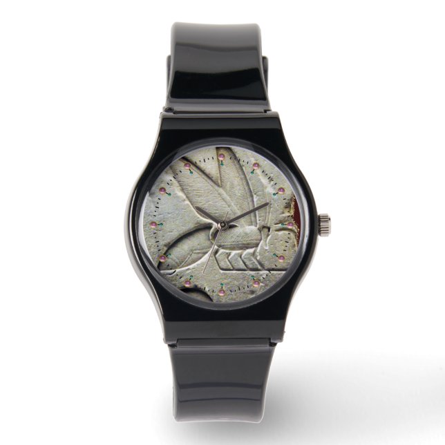 SCHWARZ-WEISSES ANTIQUE ÄGYPTISCHES HONEY BIENTE ARMBANDUHR (Vorderseite)