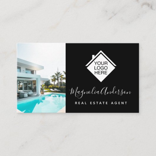Schwarz-weißes Anwesen für Ihr Logo Visitenkarte (Vorderseite)
