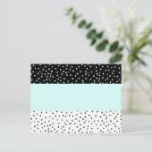 Schwarz-weißes aquamarines Polka-Punktmuster Postkarte (Stehend Vorderseite)