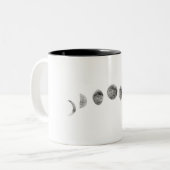 Schwarz-weißes Aquarellmoon setzt moderne Minimalp Zweifarbige Tasse (Vorderseite Links)