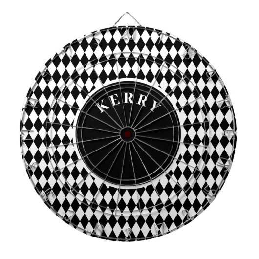 Schwarz-weißes Argyle-Muster Dartscheibe (vorne)
