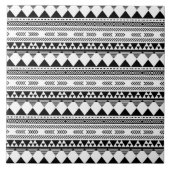 Schwarz-weißes aztec-Fliesenmuster Fliese (Vorderseite)