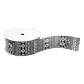 Schwarz-weißes Aztec Tribal Print Geometric Muster Ripsband (Spule)