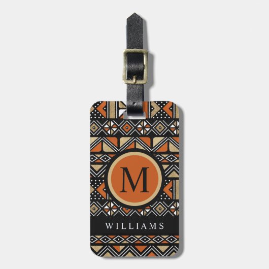 Schwarz-weißes Aztekenmuster Gepäckanhänger (Vorderseite vertikal)