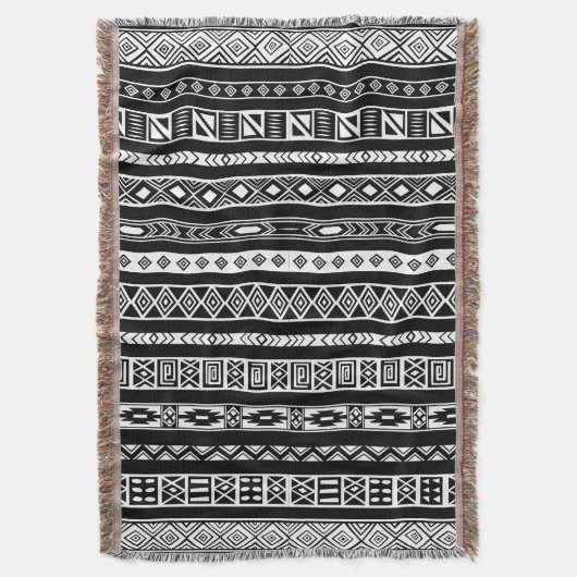 Schwarz-weißes aztekisches Stammes- ethnisches Decke (Vorderseite Vertikal)