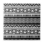 Schwarz-weißes aztekisches Stammes- Muster Fliese (Vorderseite)