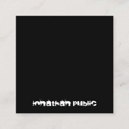 Schwarz-weißes B&W-Elegant Minimalistisch Quadratische Visitenkarte (Vorderseite)
