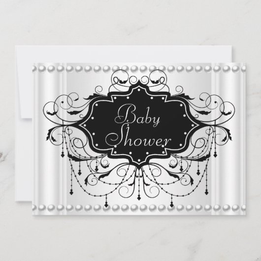 Schwarz-weißes Baby- oder Babyduschbaby Einladung (Vorderseite)