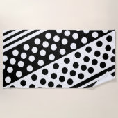 Schwarz-weißes Badetuch mit Dots Stripes (Vorderseite)