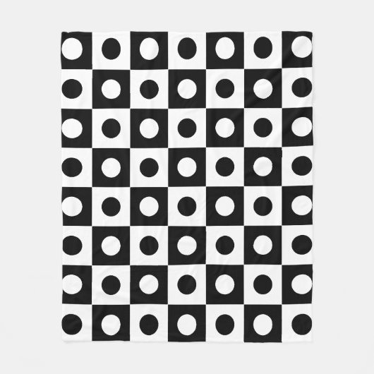 Schwarz-weißes Ball Square Circle Geometric Muster Fleecedecke (Vorderseite)