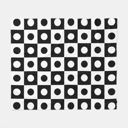 Schwarz-weißes Ball Square Circle Geometric Muster Fleecedecke (Vorderseite (Horizontal))