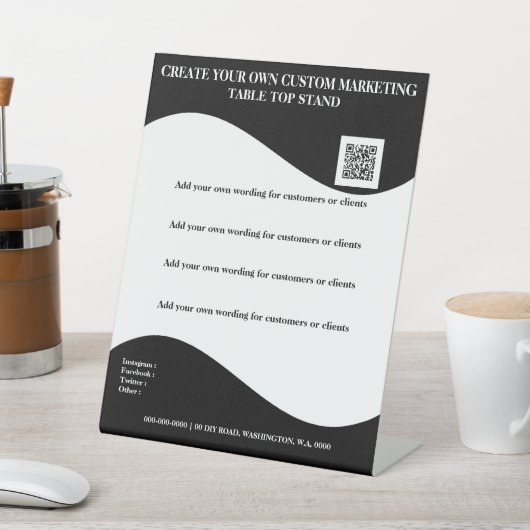 Schwarz-weißes Banner mit Logo-Desktop-Büro 8x10 Sockelschild (In SItu)