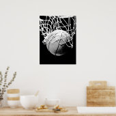 Schwarz-weißes Basketball-Druckplakat Poster (Küche)