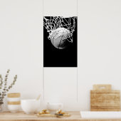 Schwarz-weißes Basketball-Druckplakat Poster (Küche)