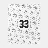 Schwarz-weißes Basketballmuster Fleecedecke (Vorderseite)