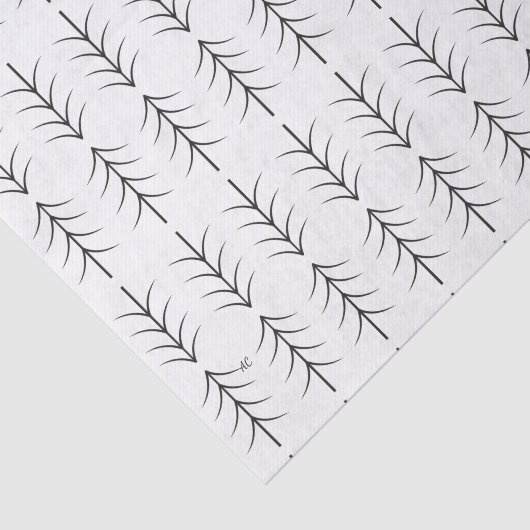 Schwarz-weißes Baummuster Minimalistisch Seidenpapier (Ausschnitt)