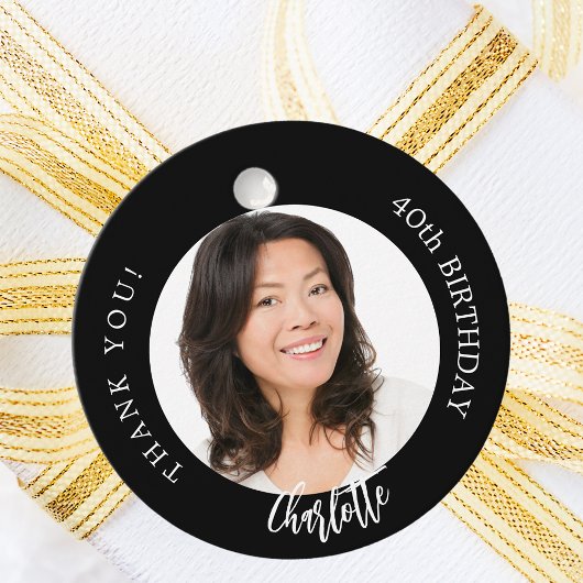 Schwarz-weißes benutzerdefiniertes Foto Dankeschön Geschenkanhänger