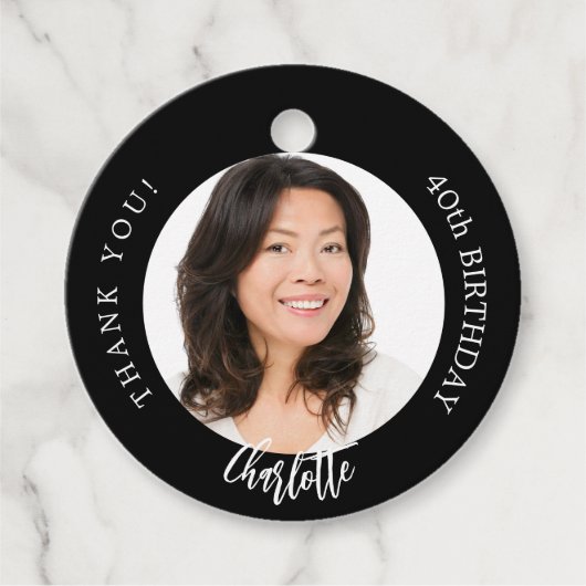 Schwarz-weißes benutzerdefiniertes Foto Dankeschön Geschenkanhänger (Vorderseite)