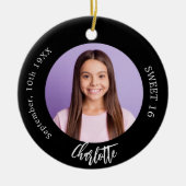 Schwarz-weißes benutzerdefiniertes Foto Süß 16 Keramik Ornament (Vorne)