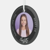 Schwarz-weißes benutzerdefiniertes Foto Süß 16 Ornament Aus Glas (Vorderseite links)