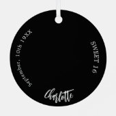 Schwarz-weißes benutzerdefiniertes Foto Süß 16 Ornament Aus Metall (Rückseite)