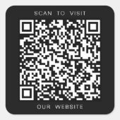 Schwarz-weißes benutzerdefiniertes QR-Code-Website Quadratischer Aufkleber (Vorderseite)