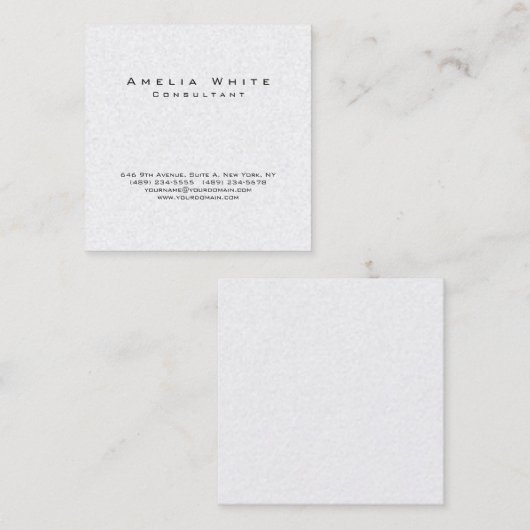 Schwarz-weißes Beruflich Stilvolles Minimalistisch Quadratische Visitenkarte (Vorne/Hinten)