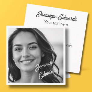 Schwarz-weißes Berufliches Foto Social Media Quadratische Visitenkarte