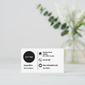 Schwarz-weißes berufliches Rundlogo Visitenkarte (Stehend Vorderseite)