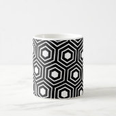 Schwarz-weißes Bienenhexagon-Streifen-Muster Kaffeetasse (Mittel)