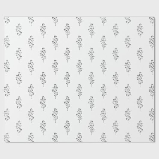 Schwarz-weißes Blatt-Geschenk Geschenkpapier (Flach)