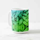 Schwarz-weißes Blattmuster Kaffeetasse (Vorderseite Links)